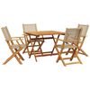 vidaXL Set de comedor de jard&iacute;n 5 pzas rat&aacute;n PE madera maciza beige