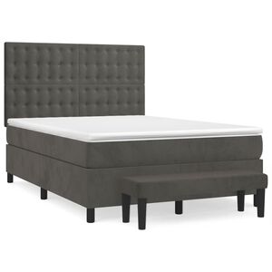 vidaXL Cama box spring con colch&oacute;n terciopelo gris oscuro 140x190 cm