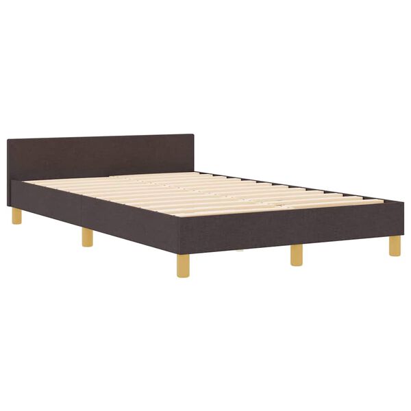 vidaXL Estructura de cama con cabecera Marr&oacute;n oscuro 120 x 190 cm tela