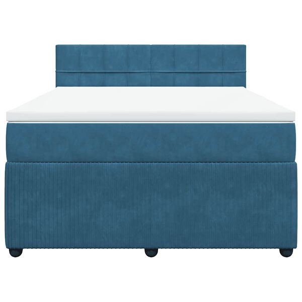 vidaXL Cama box spring con colch&oacute;n terciopelo azul 140x200 cm