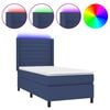 vidaXL Cama box spring colch&oacute;n y luces LED tela azul 80x200 cm