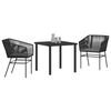vidaXL Conjunto de Comedor de Jard&iacute;n con coj&iacute;n 3 pcs Negro