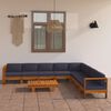 vidaXL Muebles de jardín 9 pzas con cojines madera acacia gris oscuro