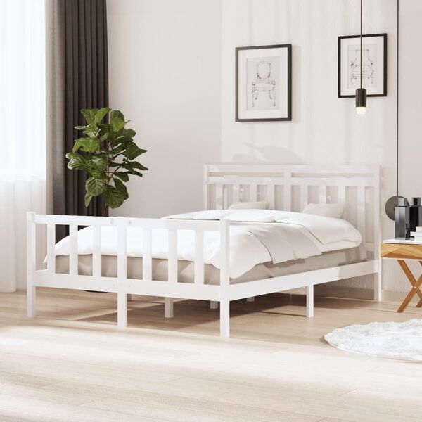 vidaXL Estructura de cama de madera maciza blanco 150x200 cm