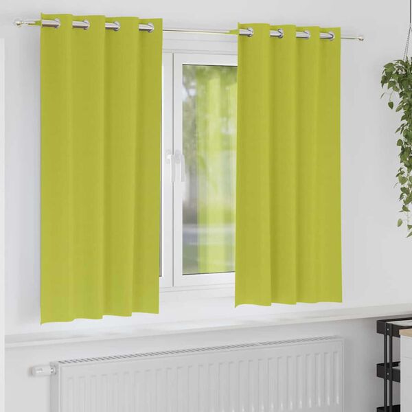 vidaXL Cortinas Opacas con Anillas 2 pcs Verde 175 x 140 cm Poli&eacute;ster
