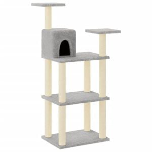vidaXL Rascador para gatos con postes de sisal gris claro 118,5 cm