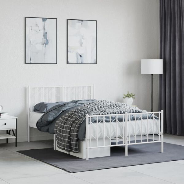 vidaXL Estructura cama sin colch&oacute;n con estribo metal blanco 120x190 cm