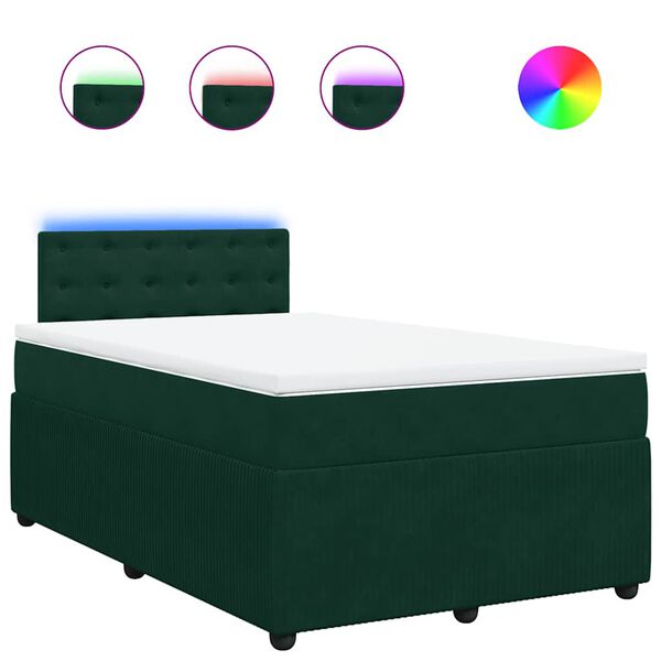 vidaXL Cama box spring con colch&oacute;n terciopelo verde oscuro 120x200 cm