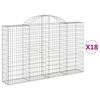 vidaXL Cestas gaviones 18 uds forma de arco hierro 200x30x120/140 cm
