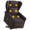 vidaXL Sill&oacute;n masaje el&eacute;ctrico reclinable elevable tela marr&oacute;n oscuro