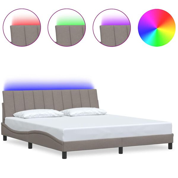 vidaXL Estructura de cama sin colch&oacute;n Hanko tela gris taupe 180x200 cm