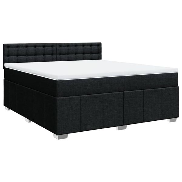 vidaXL Cama box spring con colch&oacute;n tela negro 180x200 cm