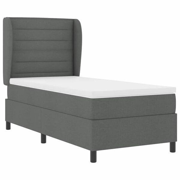 vidaXL Cama tipo Box Spring con colch&oacute;n Gris oscuro 90 x 190 cm tela