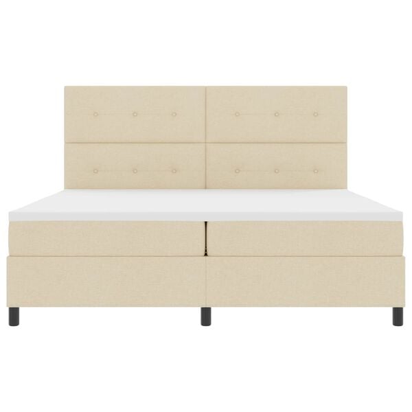 vidaXL Cama tipo Box Spring con colch&oacute;n Crema 200 x 200 cm tela