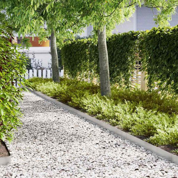 vidaXL Borde de Césped 10 pcs Plateado 100 x 0.05 x 20 cm