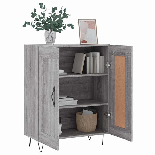 vidaXL Aparador de madera de ingenier&iacute;a gris Sonoma 69,5x34x90 cm