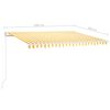 vidaXL Toldo autom&aacute;tico LED sensor de viento amarillo blanco 450x300cm