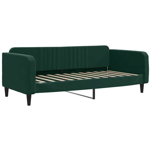 vidaXL Sof&aacute; cama con colch&oacute;n terciopelo verde oscuro 100x200 cm