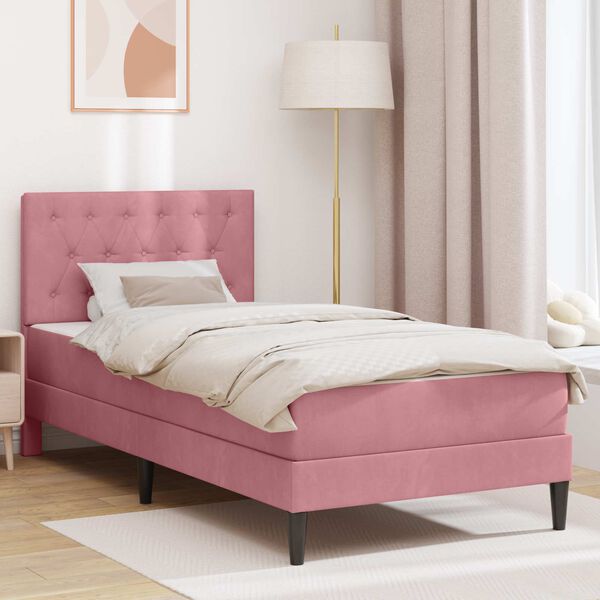 vidaXL Estructura de cama con colch&oacute;n Rosa 80 x 200 cm Terciopelo