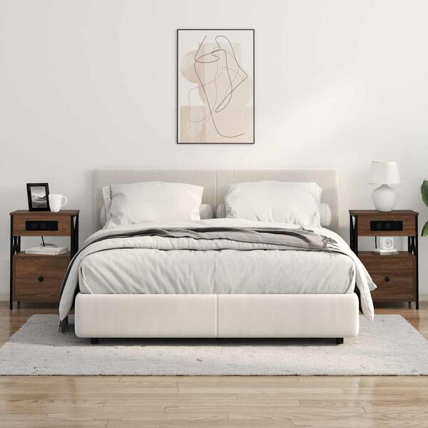 vidaXL Armario de Noche con caj&oacute;n Roble Marr&oacute;n 40 x 31 x 60 cm