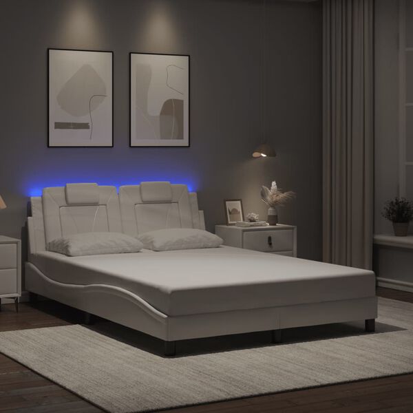 vidaXL Estructura de cama Viana con LED sin colchón sin colchón blanco 120x200 cm