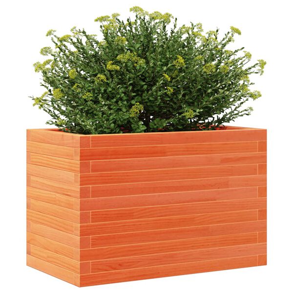 vidaXL Jardinera de madera maciza de pino marr&oacute;n cera 70x40x46 cm