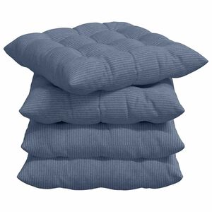 vidaXL Cojines para asiento 4 uds. Tela de Pana Azul 40 x 40 x 6 cm