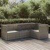 vidaXL Set de muebles de jard&iacute;n 4 pzas y cojines rat&aacute;n sint&eacute;tico gris