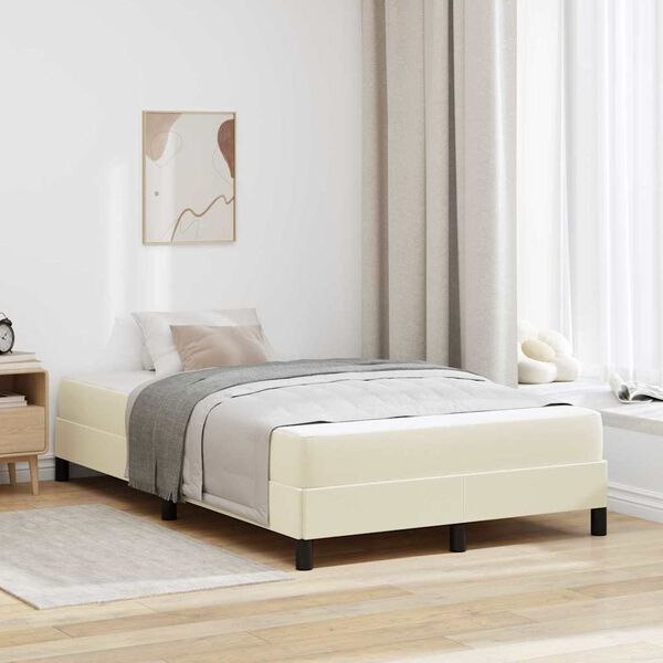 vidaXL Estructura de cama con colch&oacute;n Crema 120 x 200 cm tela