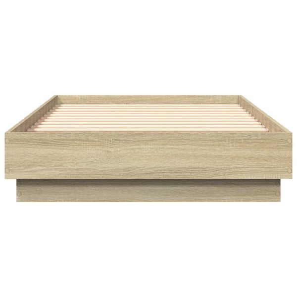 vidaXL Estructura de cama sin colch&oacute;n madera roble Sonoma 75x190 cm