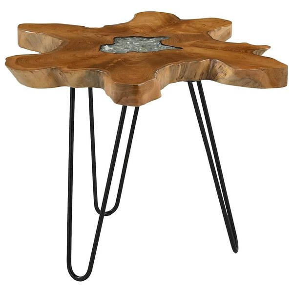 vidaXL Mesa de centro de madera maciza de teca y polirresina 70x45 cm