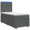 vidaXL Cama de muelles con LED y colch&oacute;n Gris oscuro 90 x 190 cm Tela