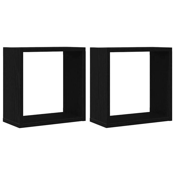 vidaXL Estantes cubo de pared 2 uds madera roble negro 30x15x30 cm