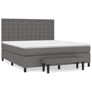 vidaXL Cama box spring con colch&oacute;n cuero sint&eacute;tico gris 180x200 cm