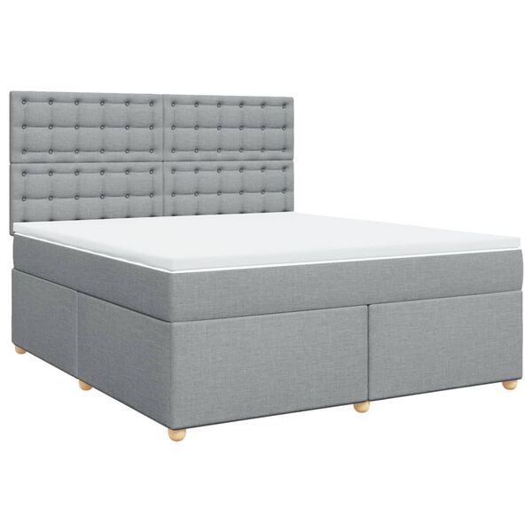 vidaXL Cama box spring con colch&oacute;n tela gris claro 180x200 cm