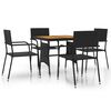 vidaXL Juego de comedor de jard&iacute;n 5 pzas rat&aacute;n sint&eacute;tico negro