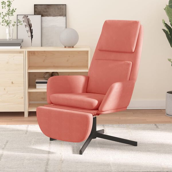 vidaXL Sill&oacute;n de relax con reposapi&eacute;s terciopelo rosa