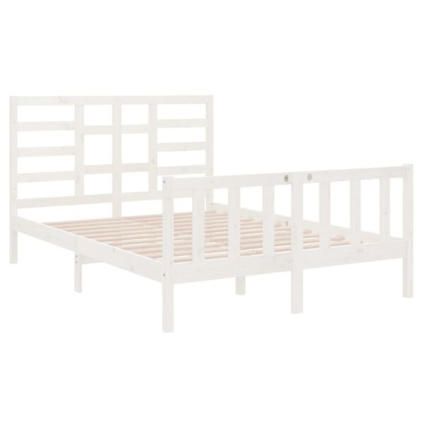 vidaXL Estructura de cama de madera maciza blanca 135x190 cm