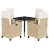 vidaXL Set comedor de jard&iacute;n 5 pzas con cojines rat&aacute;n sint&eacute;tico beige