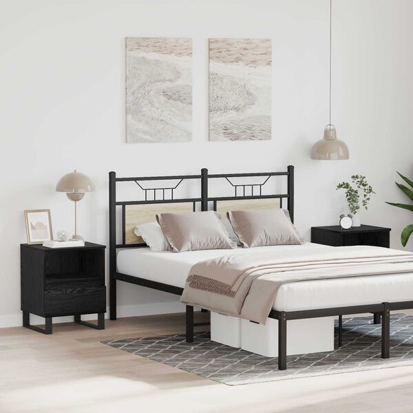 vidaXL Mueble cama Roble Negro 40 x 35 x 50 cm Madera de ingenier&iacute;a