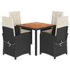 vidaXL Set de muebles jard&iacute;n 5 pzas con cojines rat&aacute;n sint&eacute;tico negro