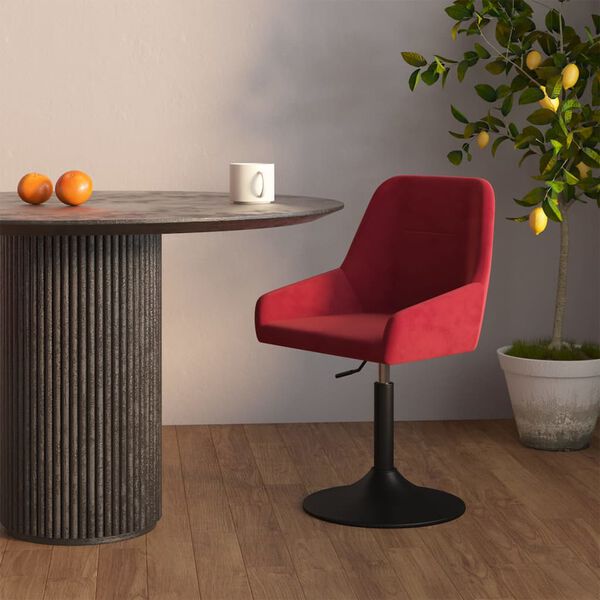 vidaXL Silla de comedor giratoria de terciopelo rojo tinto