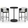 vidaXL Set muebles bar jardín 3 piezas y cojines ratán sintético negro