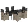 vidaXL Set comedor jard&iacute;n 7 pzas y cojines rat&aacute;n sint&eacute;tico gris