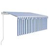 vidaXL Toldo el&eacute;ctrico con LED y sensor 3 x 2,5 m Rayas Azul y Blanca