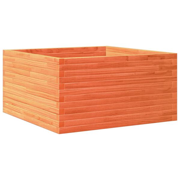 vidaXL Jardinera de madera maciza pino marr&oacute;n cera 90x90x46 cm