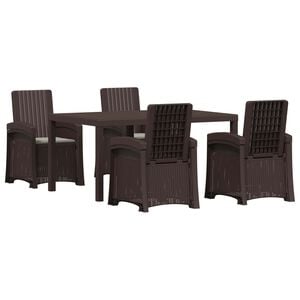 vidaXL Conjunto de Comedor de Jard&iacute;n 5 uds. Marr&oacute;n y Gris Claro PP