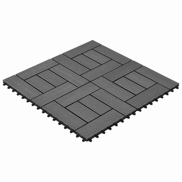 vidaXL Tile de Decking 11 pcs Gris 30 x 30 cm WPC
