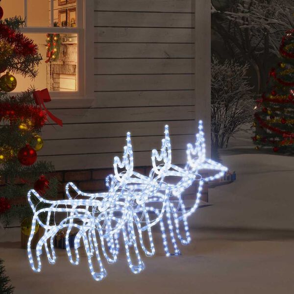 vidaXL Figura de reno Navidad 3 unidades blanco frío 60x30x60 cm