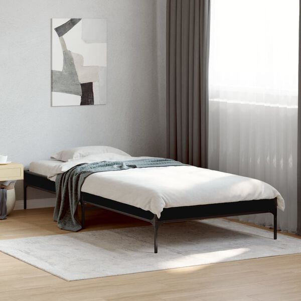 vidaXL Estructura de cama madera de ingeniería y metal negra 75x190 cm